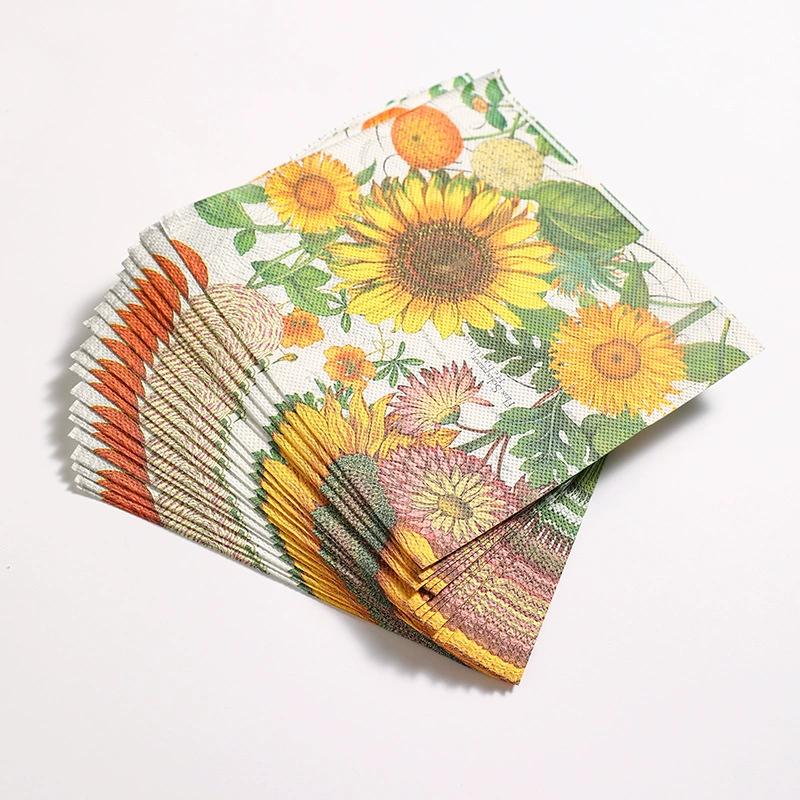 20 Stück Sonnenblumen-Druck Papierservietten, Einwegservietten für Babyparty Geburtstagsfeier - Tischdeko Taschentücher Zubehör