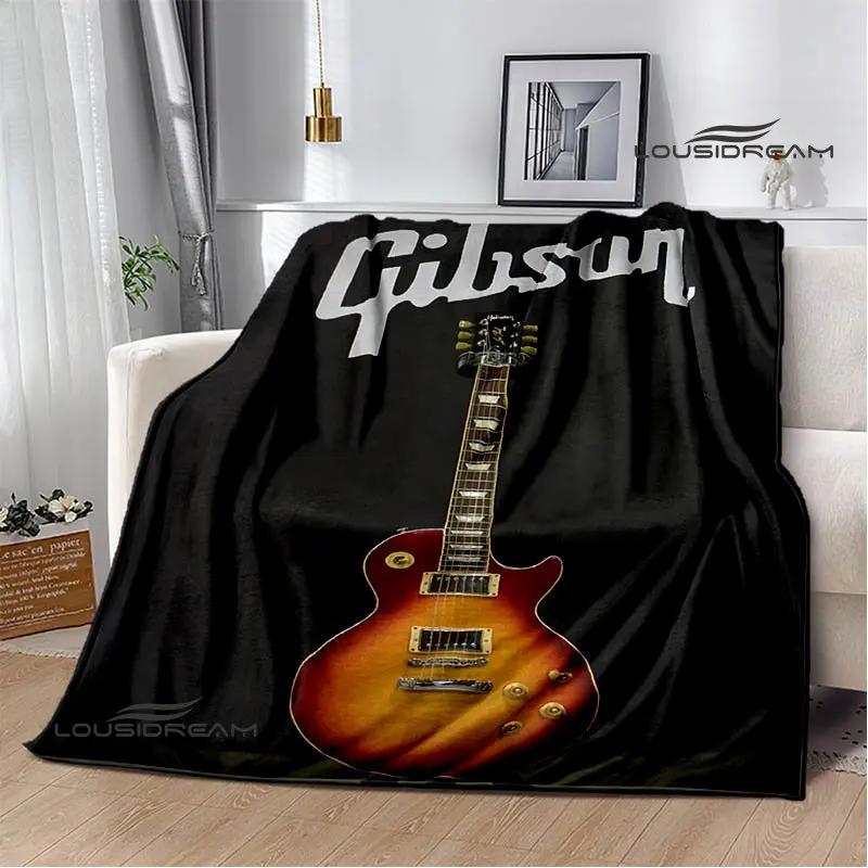 Gibson guitar logo printed blanket Flange warming blanket picnic blanket Home Travel blanket bed linings Birthday Gift