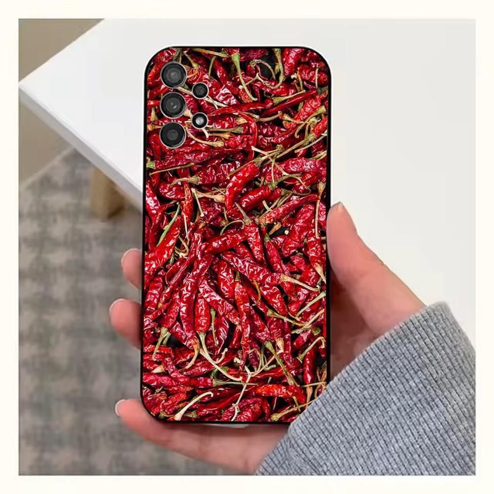 Spicy Chili Pepper Phone Case For Samsung S25,S24,S23,S22,S20,S21,S10,Ultra,Plus,Lite,FE,Soft Silicone Black Cover