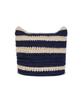 Bajal Square Label Striped Crochet Beanie Navy