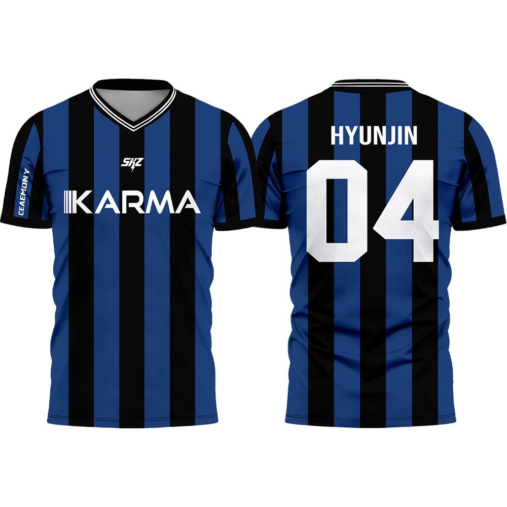 KPOP Stay KARMA Album Fans Support Shirts FELIX BANGCHAN HYUNJIN Y2K Streetwear Loose T-Shirt Unisex Customizable Sports Jersey