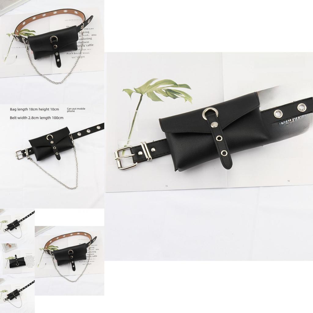 Punk Style Belt For Women With Pu Material And Adjustable Pin Buckle For Fashionable Streetwear