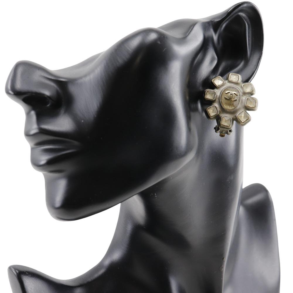 Chanel COCO Mark Earring Silver Metallic 20.3g Women Used