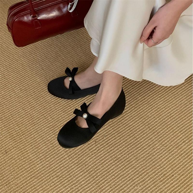 Fashion IPPEUM Ballet Flats Satin Pink Round Toe Mary Janes Shoes Ballerinas Zapatos Mujer
