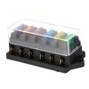 New 12V/24V DC 6 Way Circuit Standard ATO Blade Fuse Box Block Holder with 6 Fuses for Car Boat