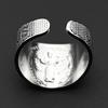 Katholischer Heiliger Benedikt Breiter Offener Ring für Damen Herren Edelstahl Silberfarbe San Benito Verstellbarer Fingerring Schmuck