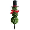 Christmas Snowman Topiary Artificial Snowman Shaped Topiary Tree with Bow And Hat Outdoor Boxwood Topiary with Stake for Home Porch Decor