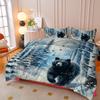 3-teiliges blaues verschneites Bären 3D-gedrucktes Bettwäscheset Gemütliche bequeme Bettbezug King Queen Twin Größe Geburtstagsgeschenk Schlafzimmerdekoration