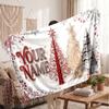 Christmas Custom Name Printed Flannel Blanket Warm Comfort Bed Throw Home Decor Holiday Gift