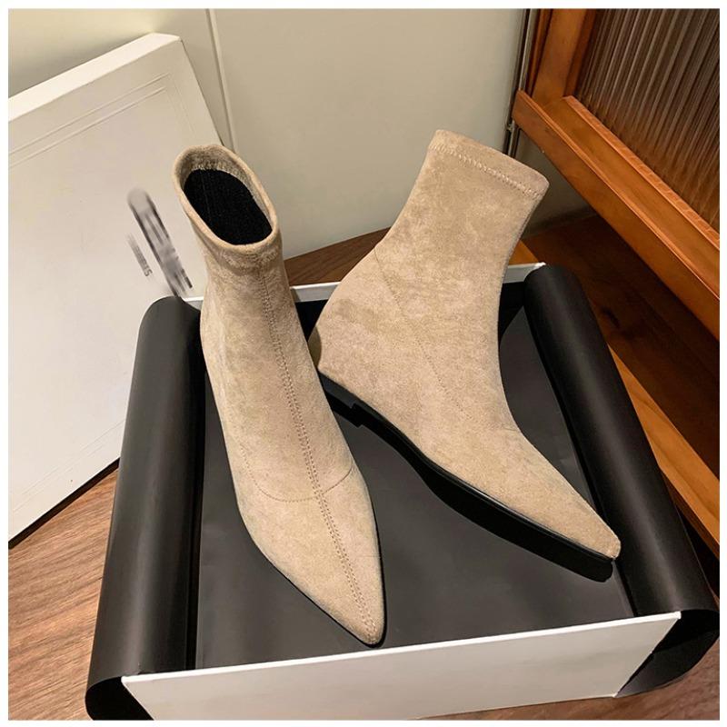 

Мода Новые Женские Туфли-Лодочки с Острым Носком Сексуальный Дизайнерский Гладиатор Короткие Ботильоны Низкий Каблук Средняя Голень Резиновая Подошва Женские Ботинки Zapatos Mujer 40 хаки