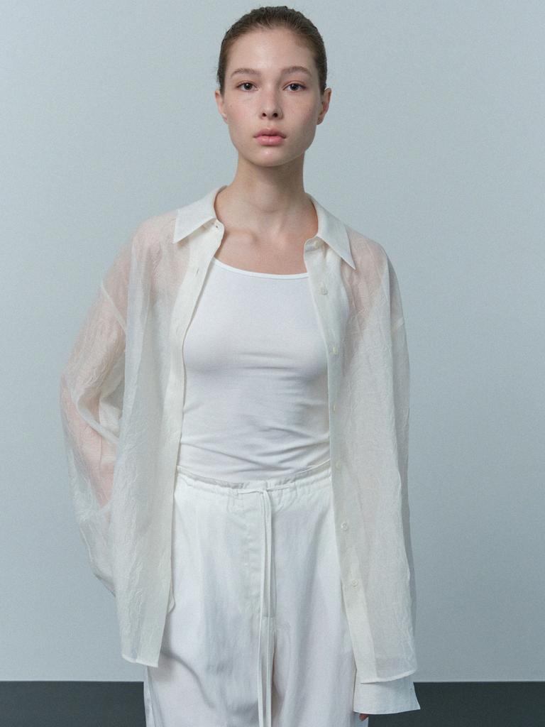 LE Crinkle Sheer Shirt (Ivory)