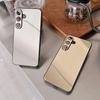 Make UP Mirror Phone Case For For Samsung Galaxy S25 S24 S23 S22 Ultra Plus FE Shockproof Plating Black Frame Cover Bumper