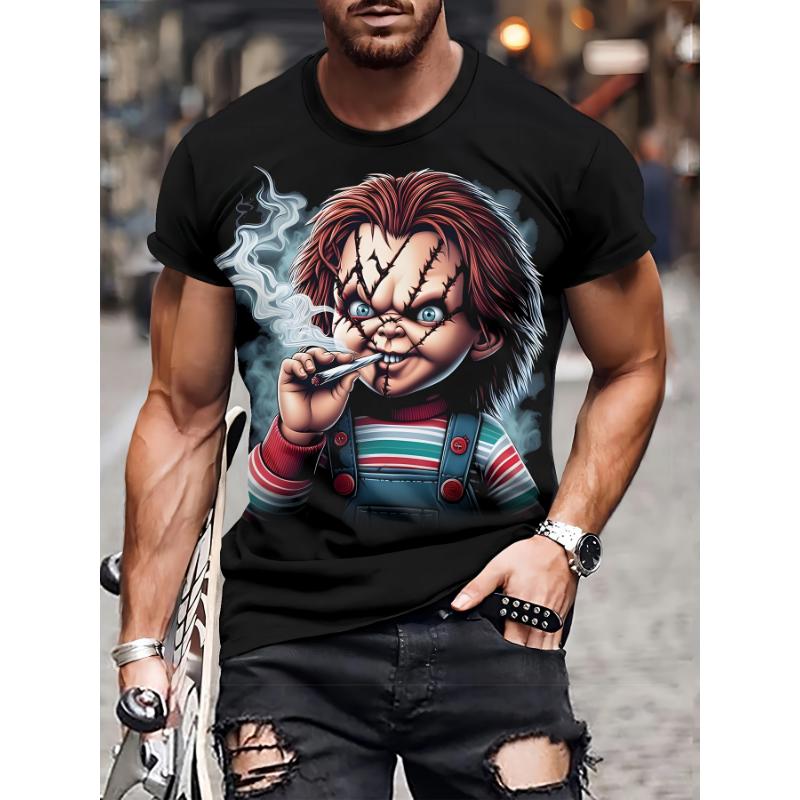 2025 Хоррор Фильм Чаки 3D Печать Футболка Мужчины Женщины Мода Повседневная Футболка с Коротким Рукавом Хэллоуин Подарки Топы Футболка Мужская Одежда S