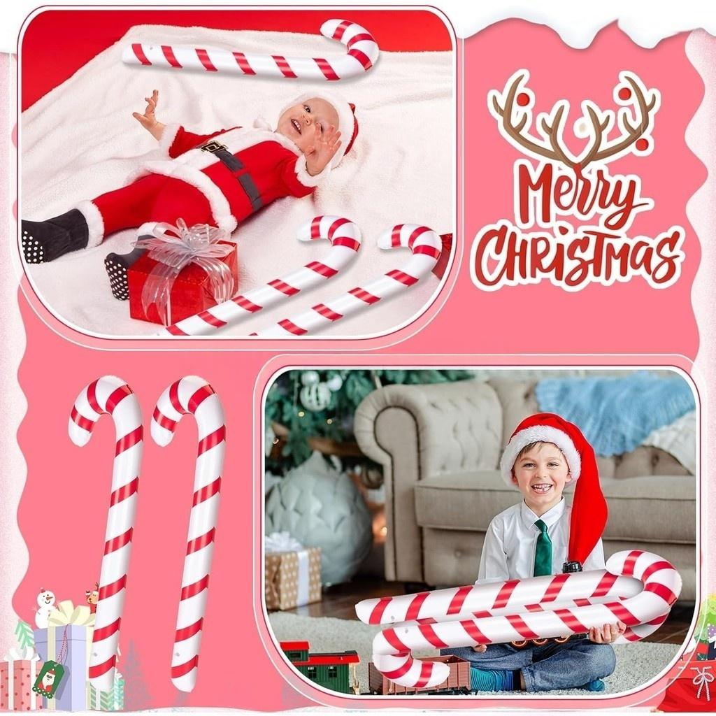 1-10PCS 35 Inch Inflatable Christmas Candy Cane for Christmas Decorations, Outdoor Holiday Decorations Christmas New Year Gifts