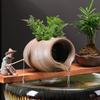 Circulating Water Clay Pot Waterfall Jar Courtyard Fountain Fish Tank Indoor Garden Decor Ceramic Jar Outdoor Ornament Landscape