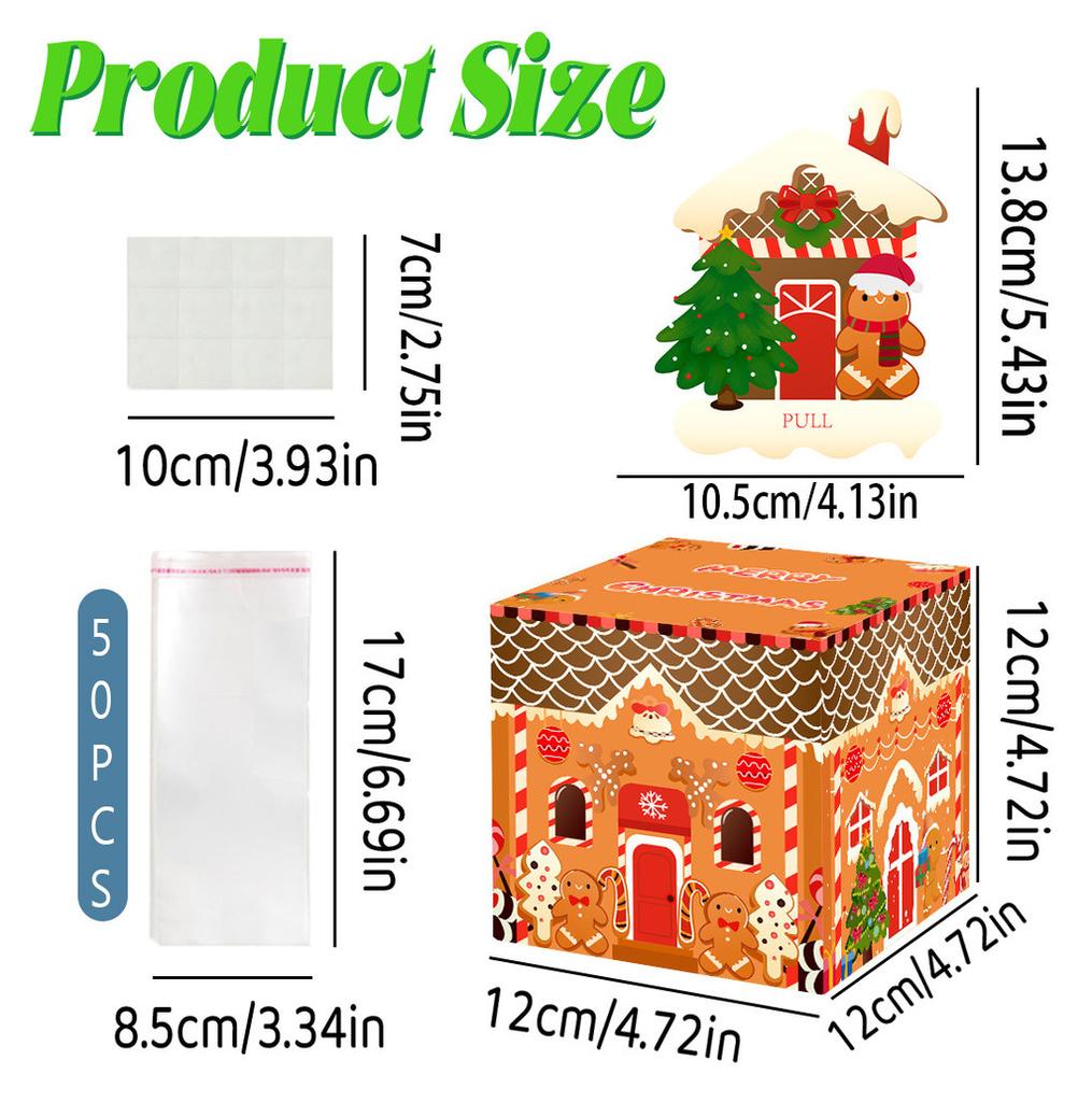 Decor Christmas Gingerbread Man House Pattern Gift Box With Material Paper