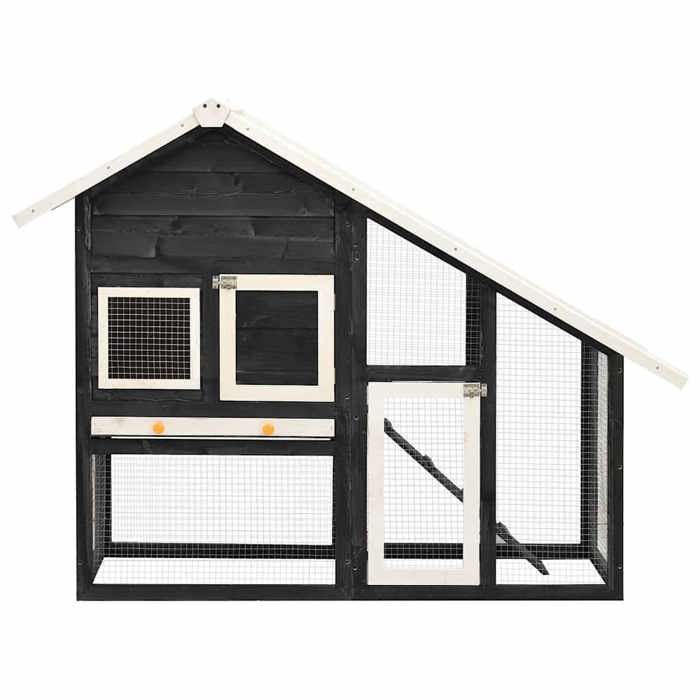 Clapier à lapins - Maison Exclusive - 2 niveaux - Bois de pin massif - Toit imperméable (140 x 63 x 120 cm)