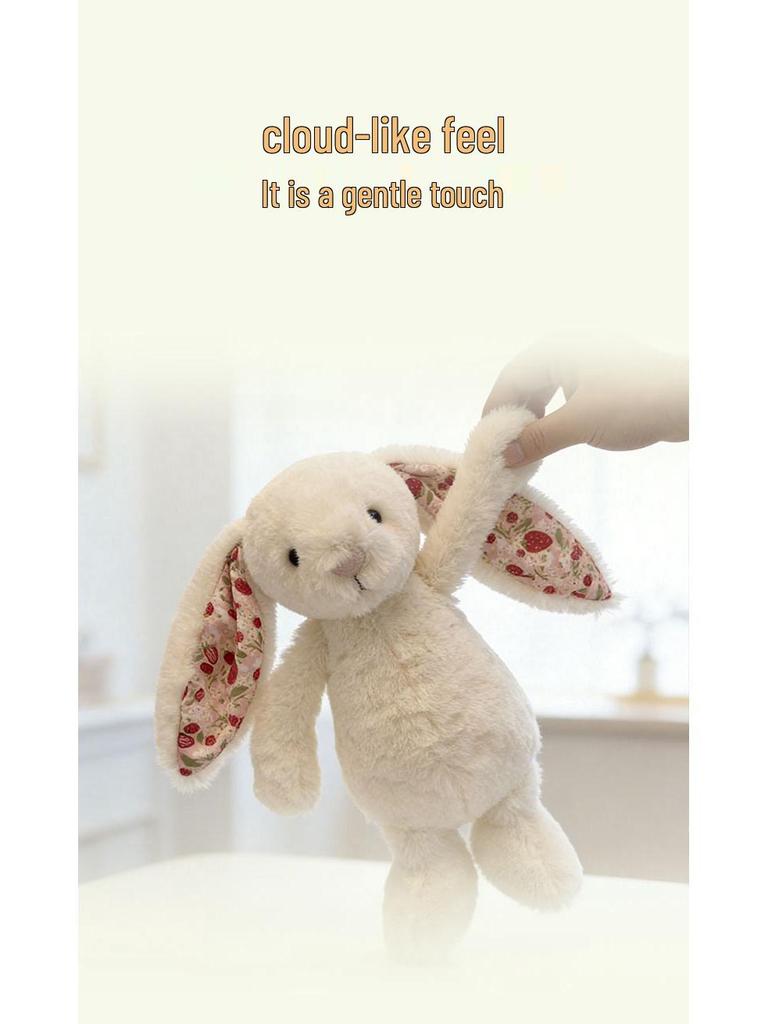 Floral Long-Eared Bunny Plush Toy - Cute Comfort Doll for Children's Birthday Gift