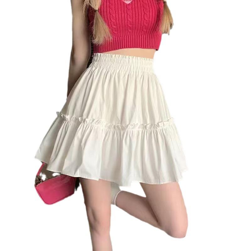 Sweet and Cool Women's High Waist A-Line White Midi Skirt