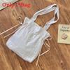 Girl Heart Bowknot Shoulder Bag With Drawstring Cotton Tote For Daily Use