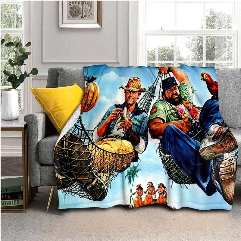 Bud Spencer Terence Hill Wurfdecke für Kinder Super Weiche Warme Decke für Reisebettwäsche Couch Sofa Bettdecke Geburtstagsgeschenke