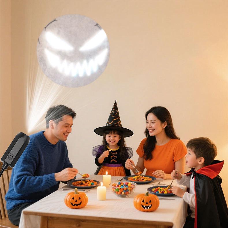 Starry Sky Moon Lamp - Creative LED Projection Night Light with Ghost Face Expressions, USB Decorative Lamp.