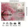 2D Monochrome Grey Tone Pink Sakura and Moon Landscape