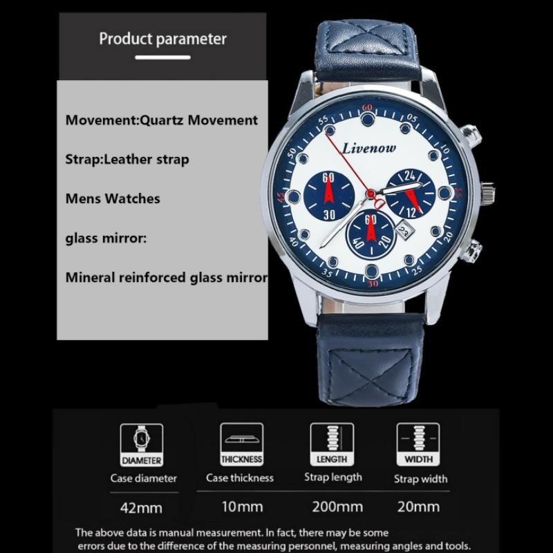 Fashion Men's Watches Business PU leather strap Quartz Wrist Watch Male Casual Date Clock for Father's and Lover Gift Watch Christmas Gift