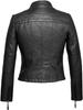 Giacca da motociclista da donna in pelle, moda europea americana, slim, stile retrò versatile con cerniera.