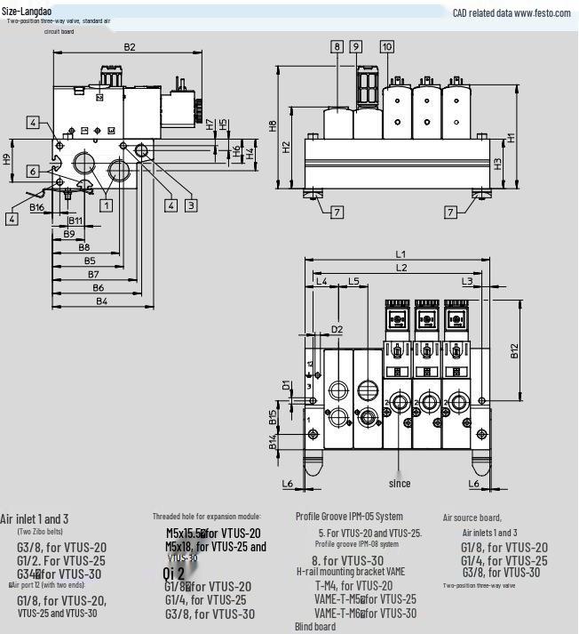 FESTO Solenoid Valve VUVS Series: VUVS-L30-B52, VUVS-L25-M52, VUVS-L30
