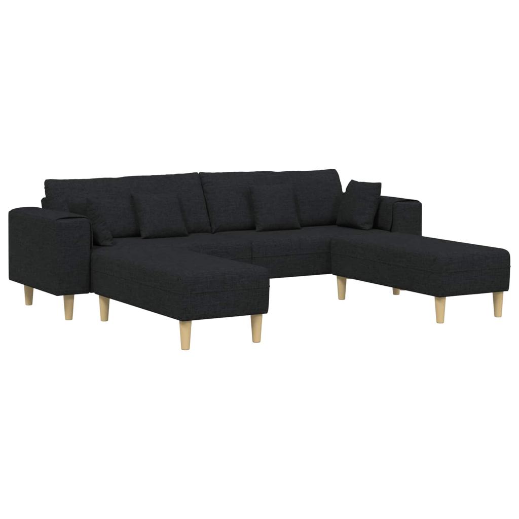3 Piece Sofa with Cushions Black Fabric