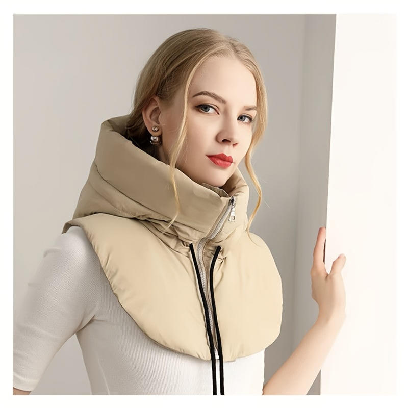 Winter Ultralight Down Hooded Hats For Women Men Neck Zippper Drawstring Coat Scarf Short Tank Top Warm Ring Scarf Balaclava Hat