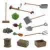 13pc Farm Vegetables Figurine And Shovel Rakes Tools Miniature Set For Dollhouses Garden Outdoor Decors Mini Scene Model
