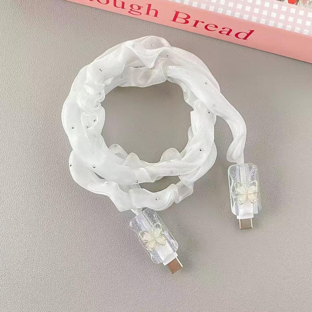 Suitable for Apple 40w charger protective case butterfly iPhone17Pro/16 data cable protective case rope