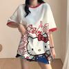 Korean style loose-fitting T-shirt, Hello Kitty soccer T-shirt, sports T-shirt, streetwear.