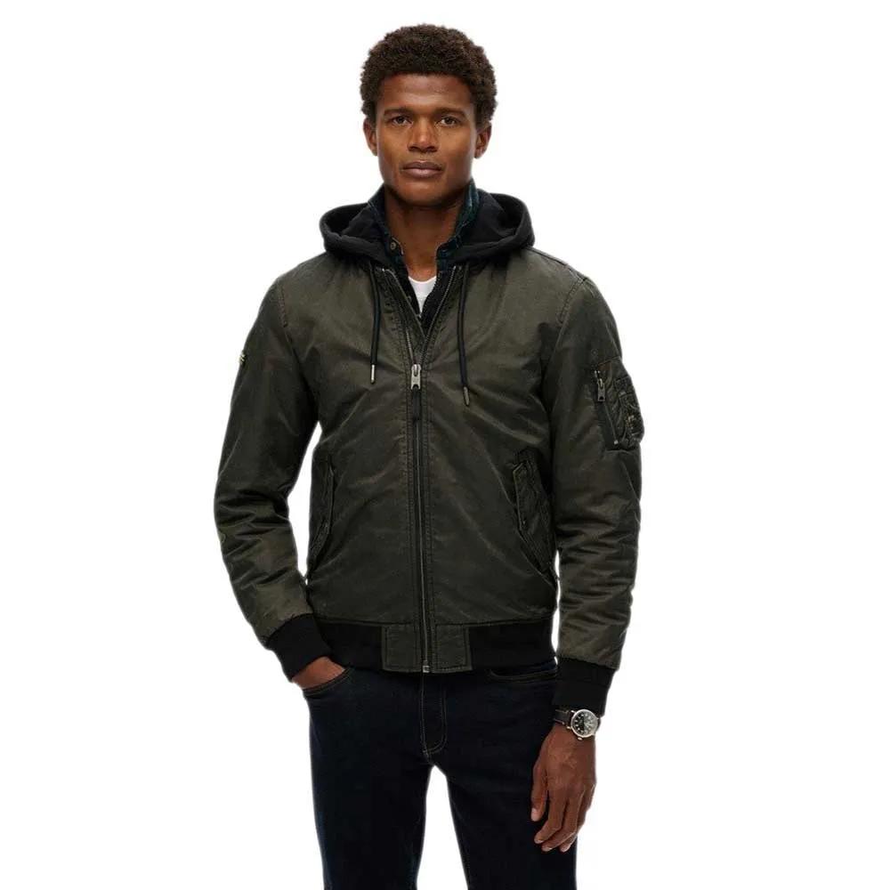 Joom Superdry Herren Grün Militär Ma1 Bomberjacke Durchgehender Reißverschluss Cm