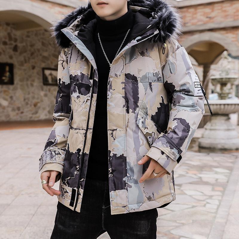 Winterjacke Neue Mode Druck Warmes Fleece Dicke Parkas Mantel Herren Oberbekleidung Hip Hop Streetwear Parkajacken Herren 3X
