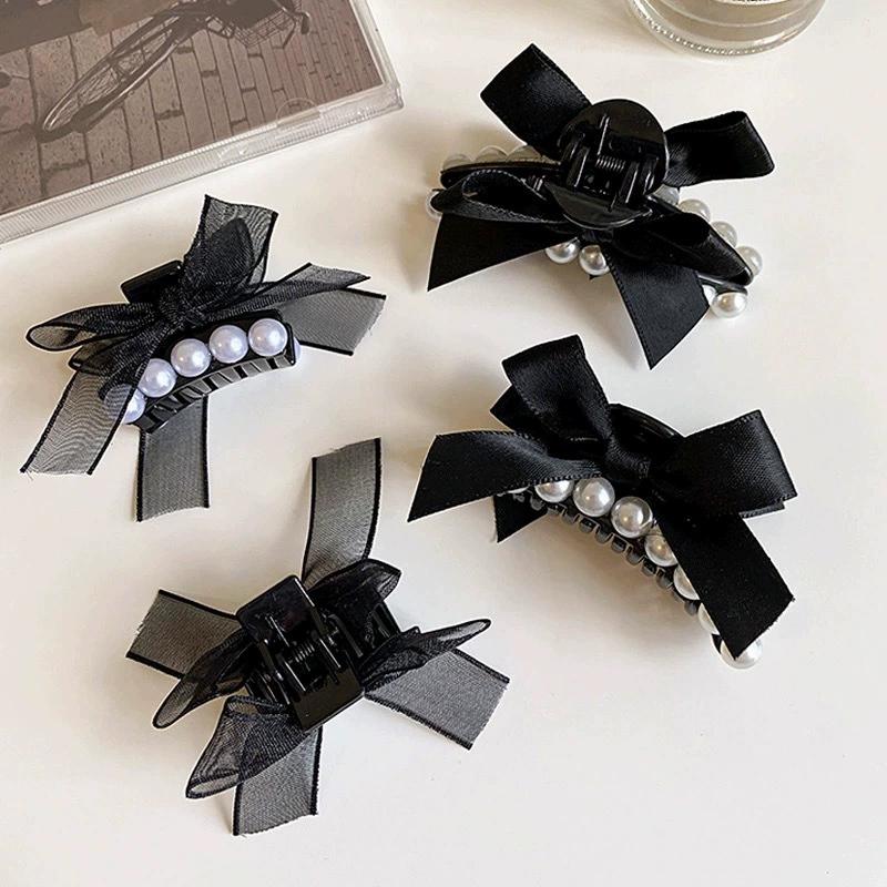 Sweet Pearl Bowknot Mesh Hair Clip Small Hairpin Hairgrip For Girls Women Bow Barrette Headwear Hair Accessories