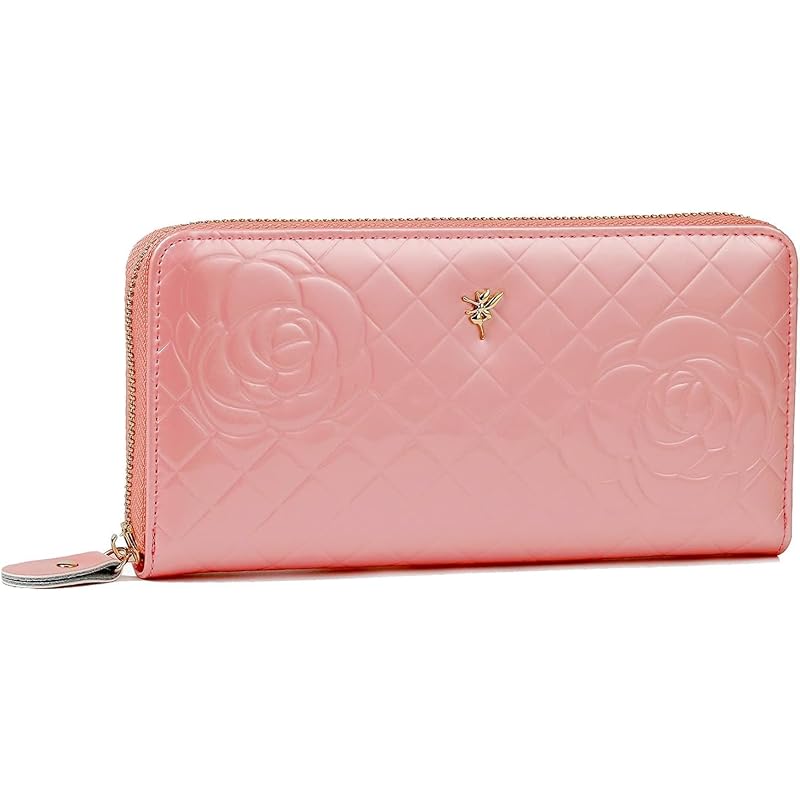 

[Fair Fairy] wallet ladies long wallet large capacity rose enamel genuine leather 230913 (Outlet light pink)