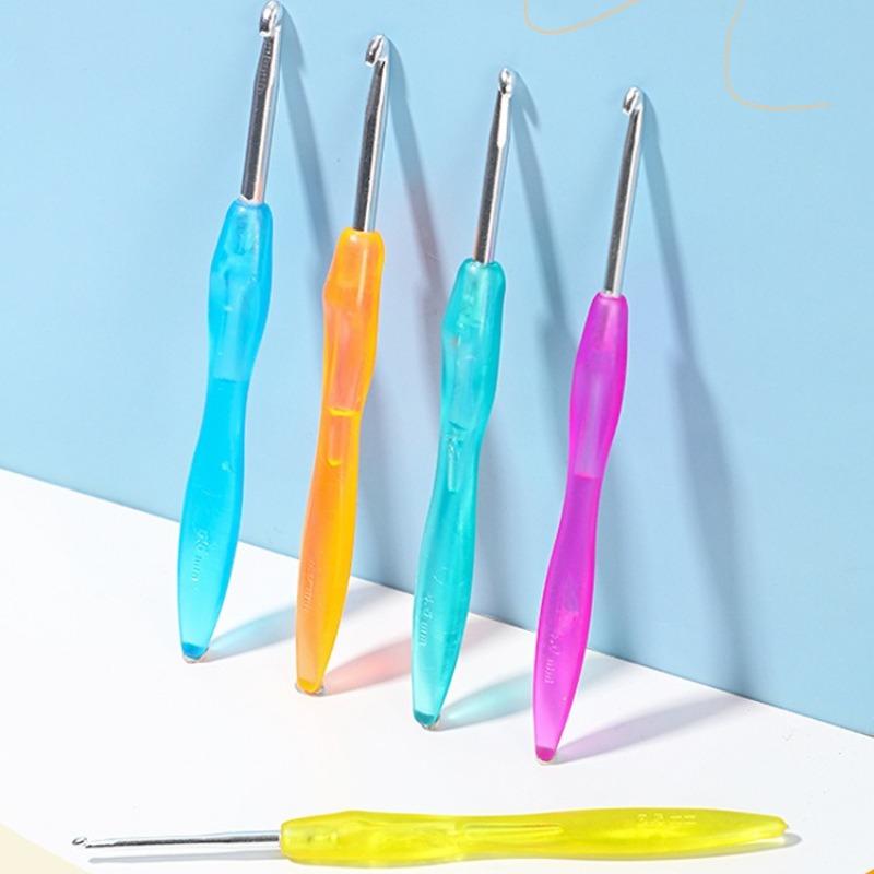 Candy Color Crochet Set, Wool Knitting Tool Plastic Handle Single Head Hook Color Alumina Crochet