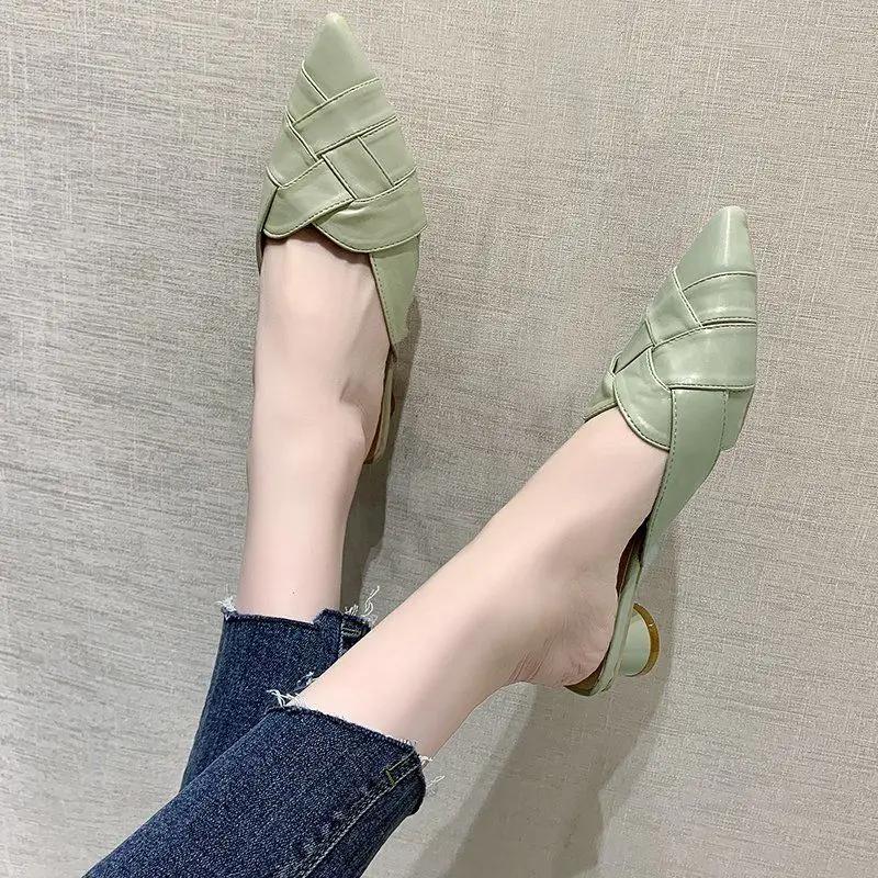 Fashion Pointed Toe Women's Slippers and Ladies Sandals Solid Color Shoes Wholesale Cheap Liquidation Slides New Collection H Sandal Pvc