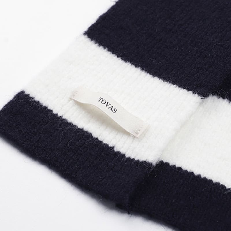 TOVAS Wool Stripe Muffler_Navy