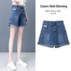 Women's 2026 Summer High-Waisted A-Line Denim Shorts - Slimming, Loose Fit, Wide-Leg Design