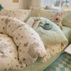 Sleeping Grid INS Age Reducing Cute Cartoon Style 40 Count Cotton Four Piece Set