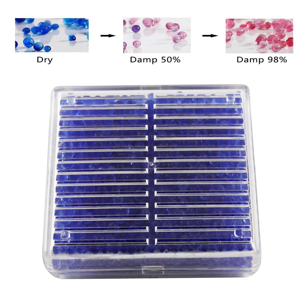 

EXMAX Blue Indicating Silica Gel Beads(2-4mm) Desiccant Functional Hard Plastic Canister Dehumidifier Moisture Absorb Box Dryer for Camera