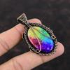Rainbow Solar Quartz Druzy Pendant Copper Wire Wrapped Pendant Gemstone Copper Jewelry Stylish Pendant Gift For Anniversary Handmade Jewelry