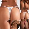 Dámská nastavitelná tanga sexy krajkové vyšívané G-string kalhotky s mašlí
