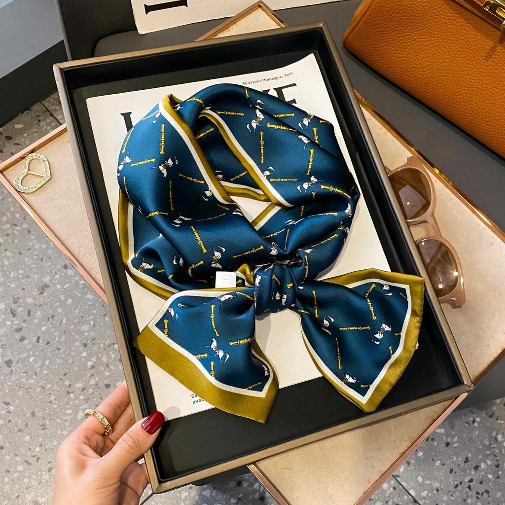 Small Silk Scarf Women's Spring and Autumn Thin Korean Version Versatile Thin and Narrow Long Scarf Tied Hair Temperament Square Scarf with Suit Shirt