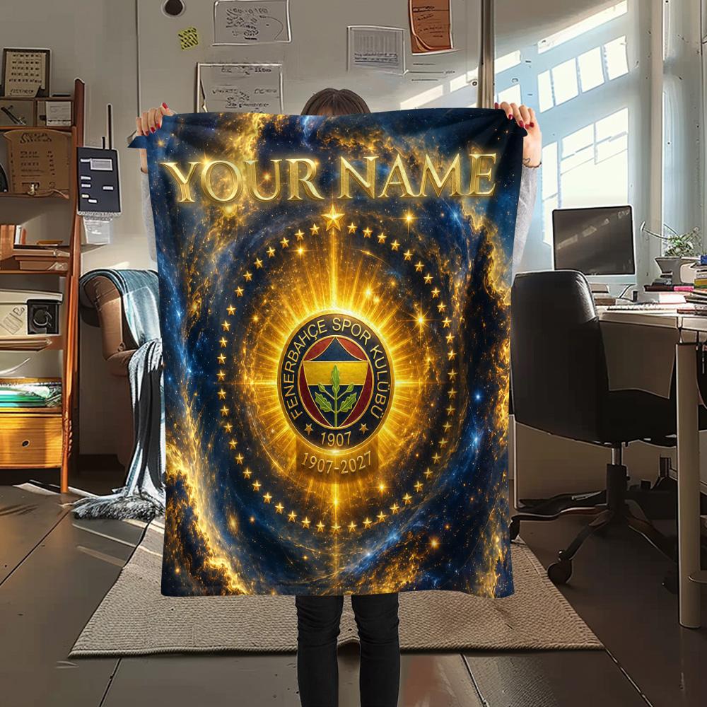 Custom Name Fenerbahçe Flannel Blanket, High Quality Comfortable for All Seasons, Home Decor, Warmth and Comfort