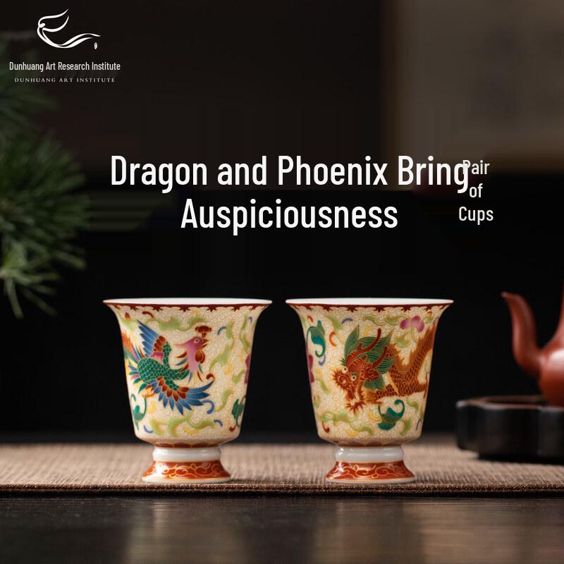 

Gongli Dunhuang Dragon & Phoenix Mutton-fat Jade Porcelain Enamel Tea Set